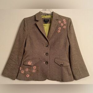 American Eagle Floral Embroidered Herringbone Blazer | Academia Boho Vintage
